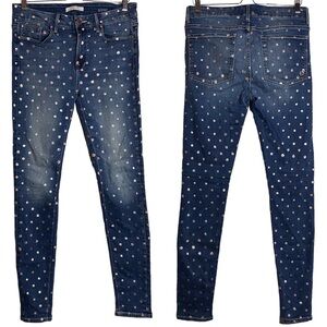 Fidelity Denim Belvedere Mid Rise Skinny Jean Rose Gold Dots 29 FLAWED Belt Loop